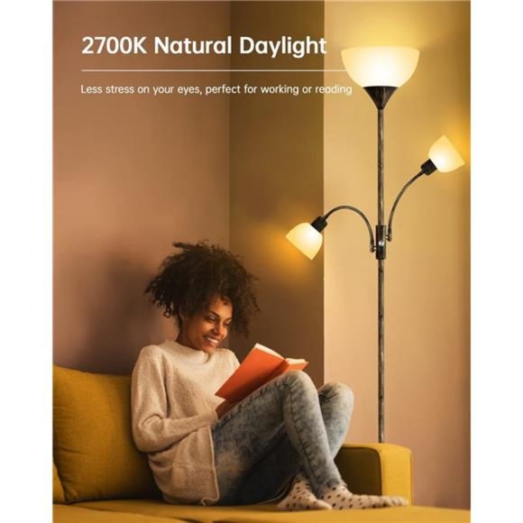 Tree Floor Lamp, Standing Lamp, 9W Torchiere Floor Lamp with Reading Lamps - Picture 4 of 7